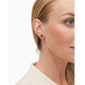 Kate Spade One Size Black Gold Spade Flower Stud Earrings